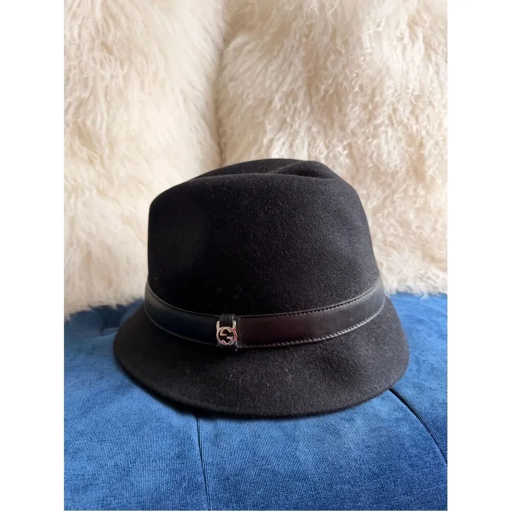 Gucci | Accessories | Gucciblack Felt Fedora Hat With  display picture 1